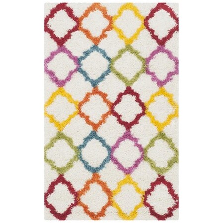 Safavieh Kids Shag Power Loomed Rectangle Rug- Ivory - Multi- 3 x 5 ft. SGK569A-3